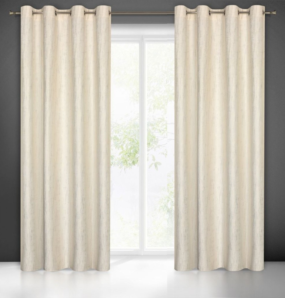 VELOURS GORDIJN MET RINGEN CREME met GOUD 140X250cm 2 STUKS